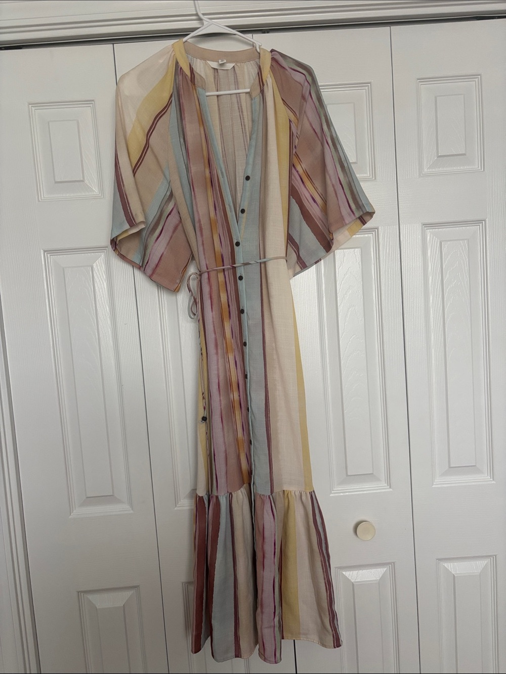 H & M Striped Maxi Dress with Tie Waist
